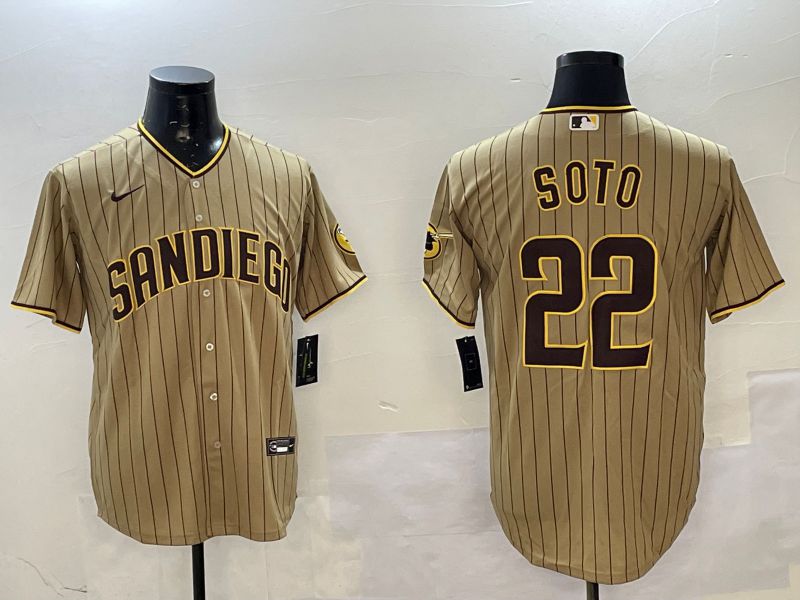 Men San Diego Padres #22 Soto Brown Stripe Game 2025 Nike MLB Jersey style 1->san diego padres->MLB Jersey